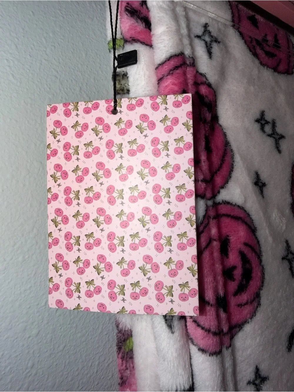 Juicy Couture Pink Pumpkin Print Plush Throw